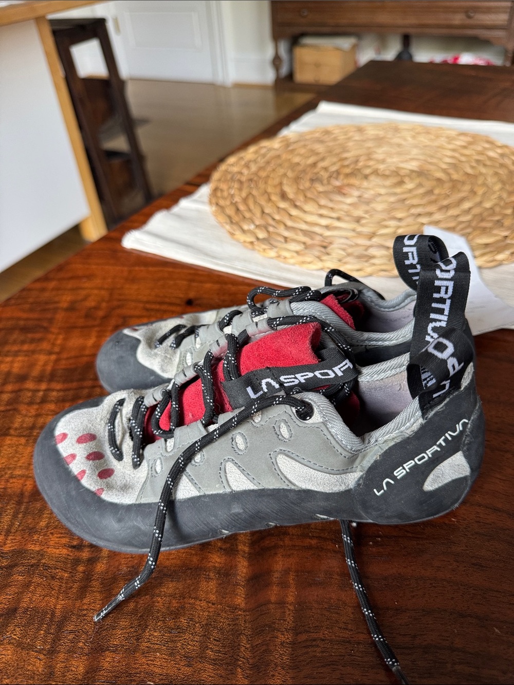 La Sportiva Grey & Red Climbing Shoes CLEAN like new